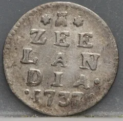 2 Stuiver 1737 — Dubbele Wapenstuiver Zeeland Zilver voorzijde, Zilver (Ag)