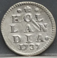 2 Stuiver 1737 Holland — Dubbele Wapenstuiver voorzijde