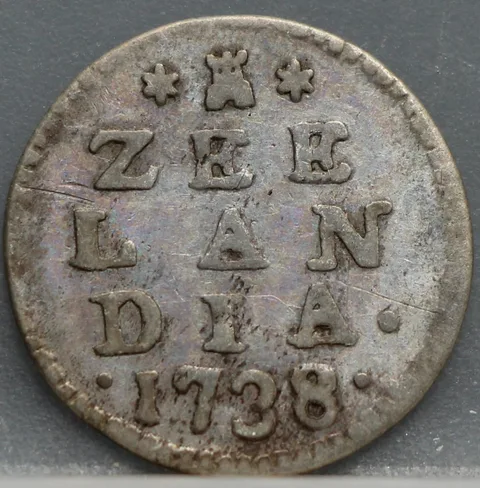 2 Stuiver 1738 — Dubbele Wapenstuiver Zeeland Zilver