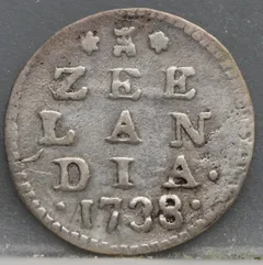 2 Stuiver 1738 Zeeland — Dubbele Wapenstuiver voorzijde, Zilver (Ag)