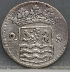 2 Stuiver 1738 Zeeland — Dubbele Wapenstuiver achterzijde, Zilver (Ag)