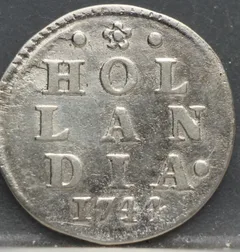 2 Stuiver 1744 Holland — Dubbele Wapenstuiver voorzijde