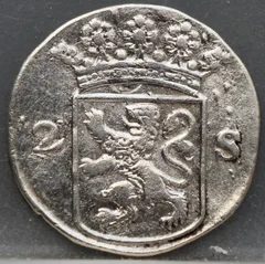 2 Stuiver 1744 Holland — Dubbele Wapenstuiver achterzijde