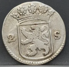 2 Stuiver 1744 Holland — Dubbele Wapenstuiver achterzijde