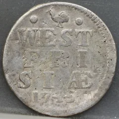 2 Stuiver 1745 — Dubbele Wapenstuiver West-Friesland voorzijde, Zilver