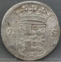 2 Stuiver 1745 — Dubbele Wapenstuiver West-Friesland achterzijde, Zilver