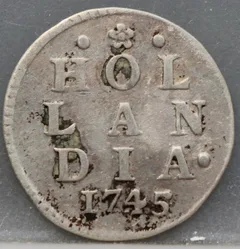 2 Stuiver 1745 Holland — Dubbele Wapenstuiver voorzijde