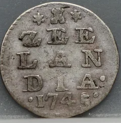 2 Stuiver 1745 Zeeland — Dubbele Wapenstuiver voorzijde, Zilver (Ag)