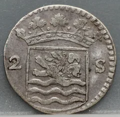 2 Stuiver 1745 Zeeland — Dubbele Wapenstuiver achterzijde, Zilver (Ag)