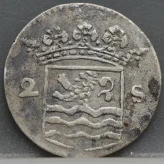 2 Stuiver 1745 Zeeland — Dubbele Wapenstuiver achterzijde, Zilver (Ag)