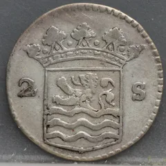 2 Stuiver 1745 Zeeland — Dubbele Wapenstuiver achterzijde, Zilver (Ag)