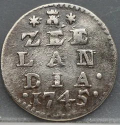 2 Stuiver 1745 Zeeland — Dubbele Wapenstuiver Zilver voorzijde, Zilver (Ag)
