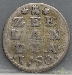 2 Stuiver 1750 Zeeland — Dubbele Wapenstuiver voorzijde, Zilver (Ag)