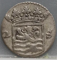 2 Stuiver 1750 Zeeland — Dubbele Wapenstuiver achterzijde, Zilver (Ag)