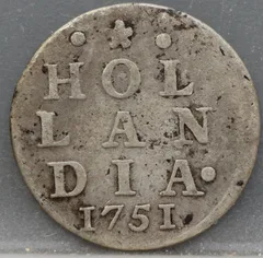 2 Stuiver 1751 Holland — Dubbele Wapenstuiver voorzijde