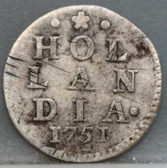 2 Stuiver 1751 Holland — Dubbele Wapenstuiver voorzijde