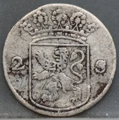 2 Stuiver 1751 Holland — Dubbele Wapenstuiver achterzijde