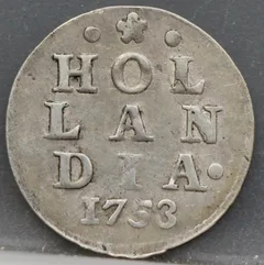 2 Stuiver 1753 Holland — Dubbele Wapenstuiver voorzijde