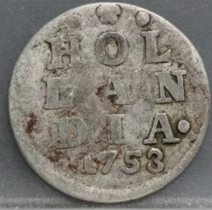 2 Stuiver 1753 Holland — Dubbele Wapenstuiver voorzijde