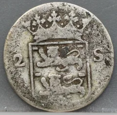 2 Stuiver 1755 — Dubbele Wapenstuiver West-Friesland Zilver achterzijde