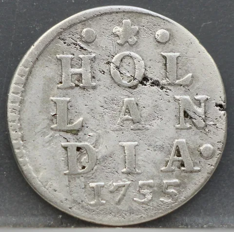 2 Stuiver 1755 Holland — Dubbele Wapenstuiver
