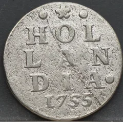 2 Stuiver 1755 Holland — Dubbele Wapenstuiver voorzijde