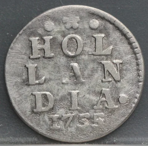 2 Stuiver 1755 Holland — Dubbele Wapenstuiver