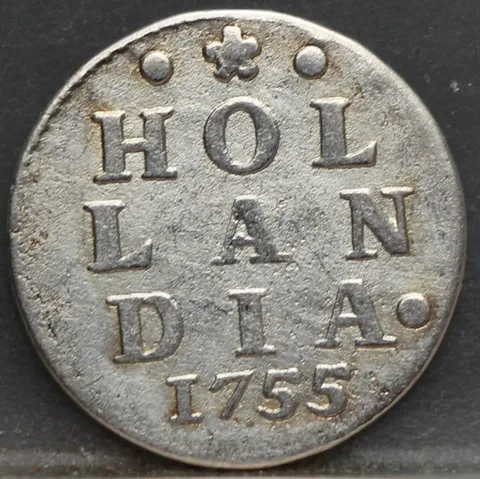 2 Stuiver 1755 Holland — Dubbele Wapenstuiver