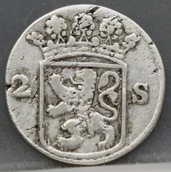 2 Stuiver 1755 Holland — Dubbele Wapenstuiver achterzijde