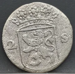 2 Stuiver 1755 Holland — Dubbele Wapenstuiver achterzijde