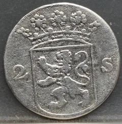 2 Stuiver 1755 Holland — Dubbele Wapenstuiver achterzijde