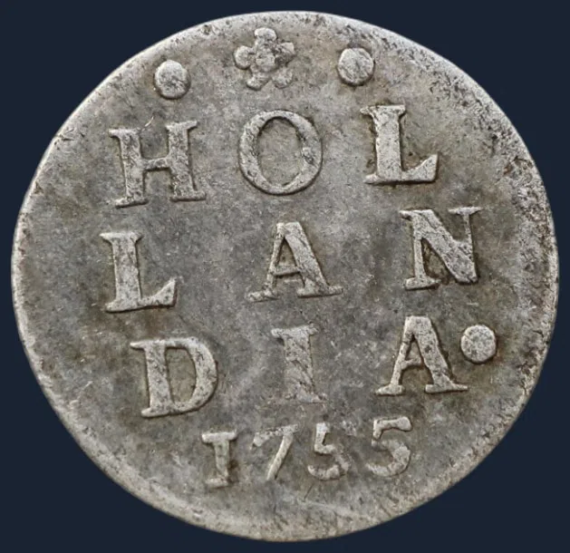 2 Stuiver 1755 Holland — Dubbele Wapenstuiver 1755
