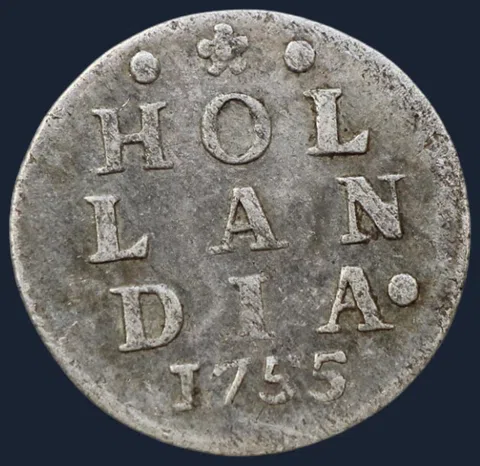 2 Stuiver 1755 Holland — Dubbele Wapenstuiver 1755