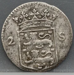 2 Stuiver 1757 — Dubbele Wapenstuiver West-Friesland achterzijde, Zilver