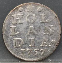 2 Stuiver 1757 Holland — Dubbele Wapenstuiver voorzijde