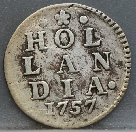 2 Stuiver 1757 Holland — Dubbele Wapenstuiver