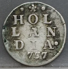 2 Stuiver 1757 Holland — Dubbele Wapenstuiver voorzijde