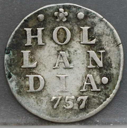 2 Stuiver 1757 Holland — Dubbele Wapenstuiver