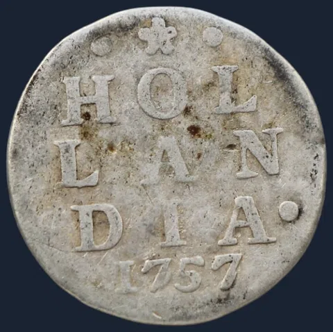 2 Stuiver 1757 Holland - dubbele wapenstuiver 1757 Holland