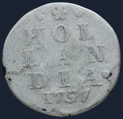 2 Stuiver 1757 Holland - dubbele wapenstuiver 1757 Holland