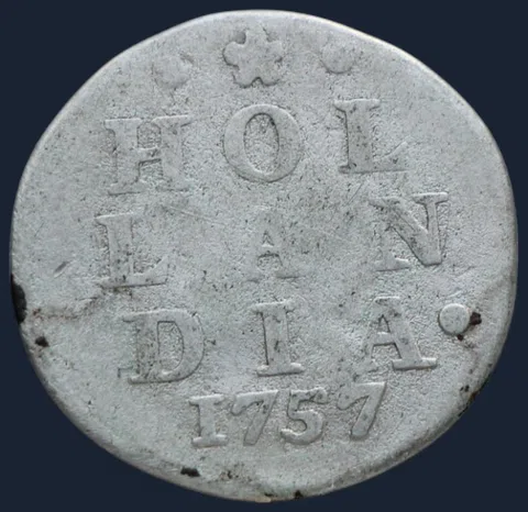2 Stuiver 1757 Holland - dubbele wapenstuiver 1757 Holland