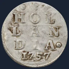 2 Stuiver 1757 Holland - dubbele wapenstuiver 1757 Holland