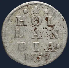 2 Stuiver 1757 Holland - dubbele wapenstuiver 1757