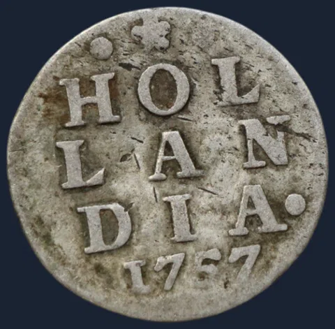 2 Stuiver 1757 Holland - dubbele wapenstuiver 1757