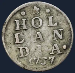 2 Stuiver 1757 Holland - dubbele wapenstuiver 1757 