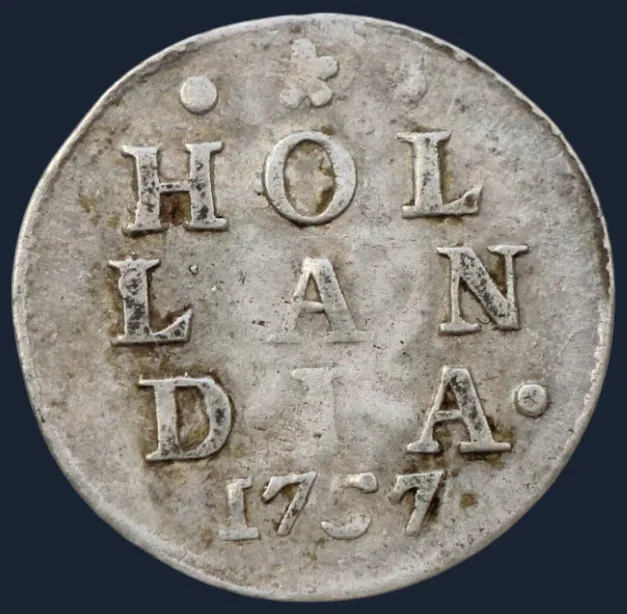 2 Stuiver 1757 Holland - dubbele wapenstuiver 1757