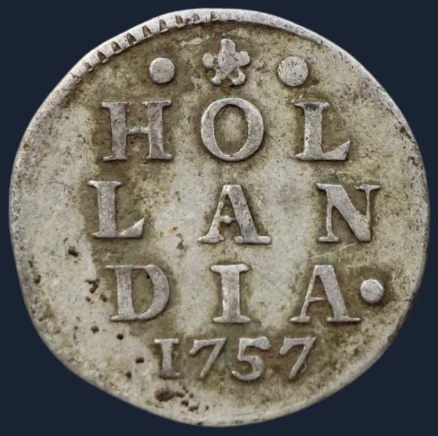 2 Stuiver 1757 Holland - dubbele wapenstuiver 1757