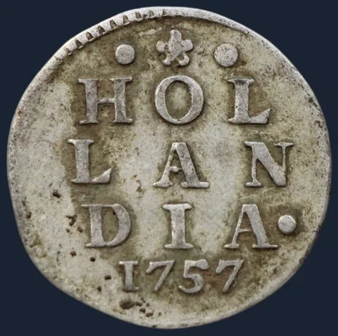 2 Stuiver 1757 Holland - dubbele wapenstuiver 1757