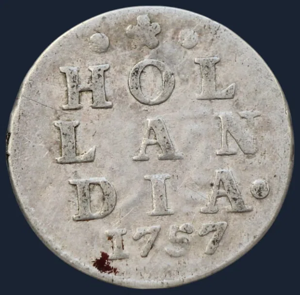 2 Stuiver 1757 Holland - dubbele wapenstuiver 1757