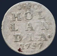 2 Stuiver 1757 Holland - dubbele wapenstuiver 1757